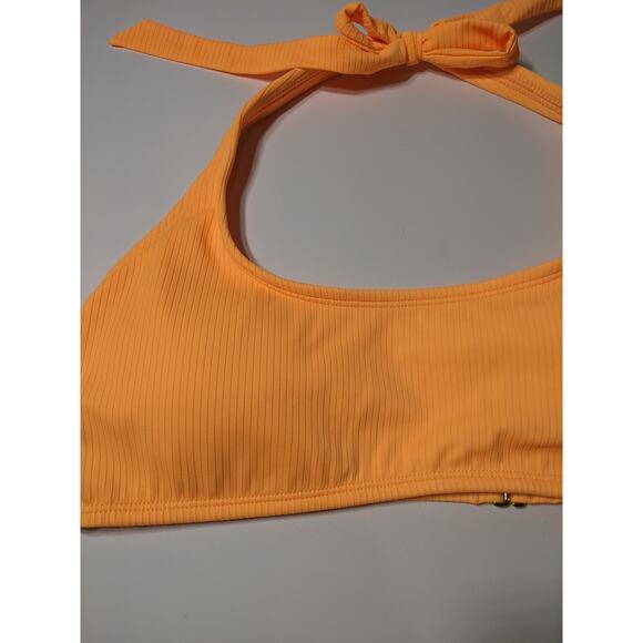 Xhilaration Halter Bralette Orange XS Ribbed Neck Tie Bikini Top Swimsuit Beach - Picture 2 of 8